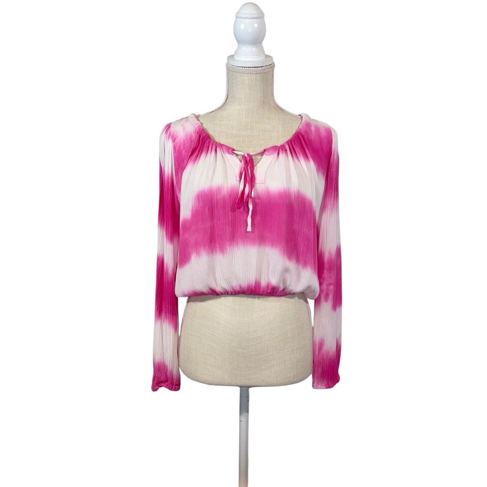 CHARINA SARTE‎ Tie Dye Bateau Neckline Crop Top 100% Cotton Womans MD Gauzy